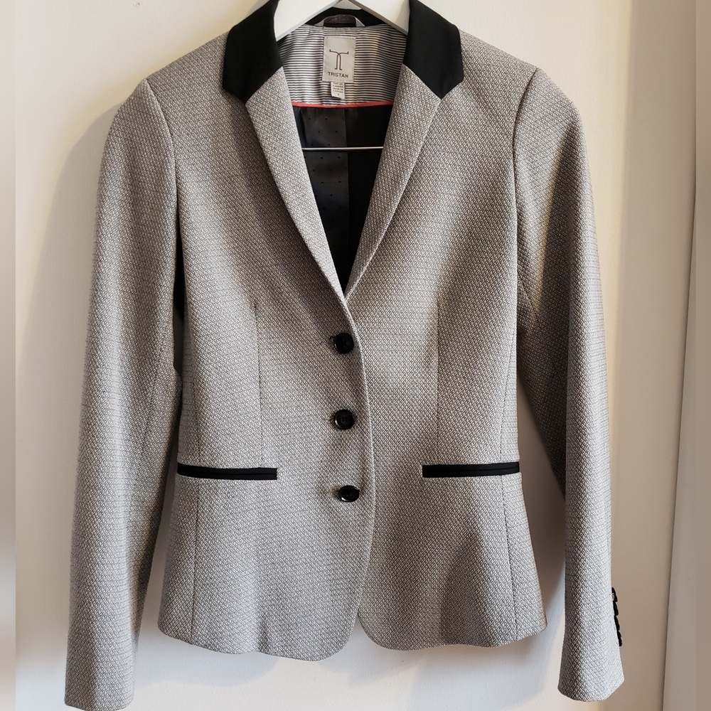 Tristan Classic Structured Blazer Pink Blue Diamond Graphic Woman Size One
